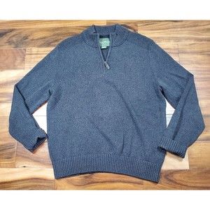Eddie Bauer Men Gray Long Sleeve 1/4 Zip Pullover- Heavy Knit Sweater- XL